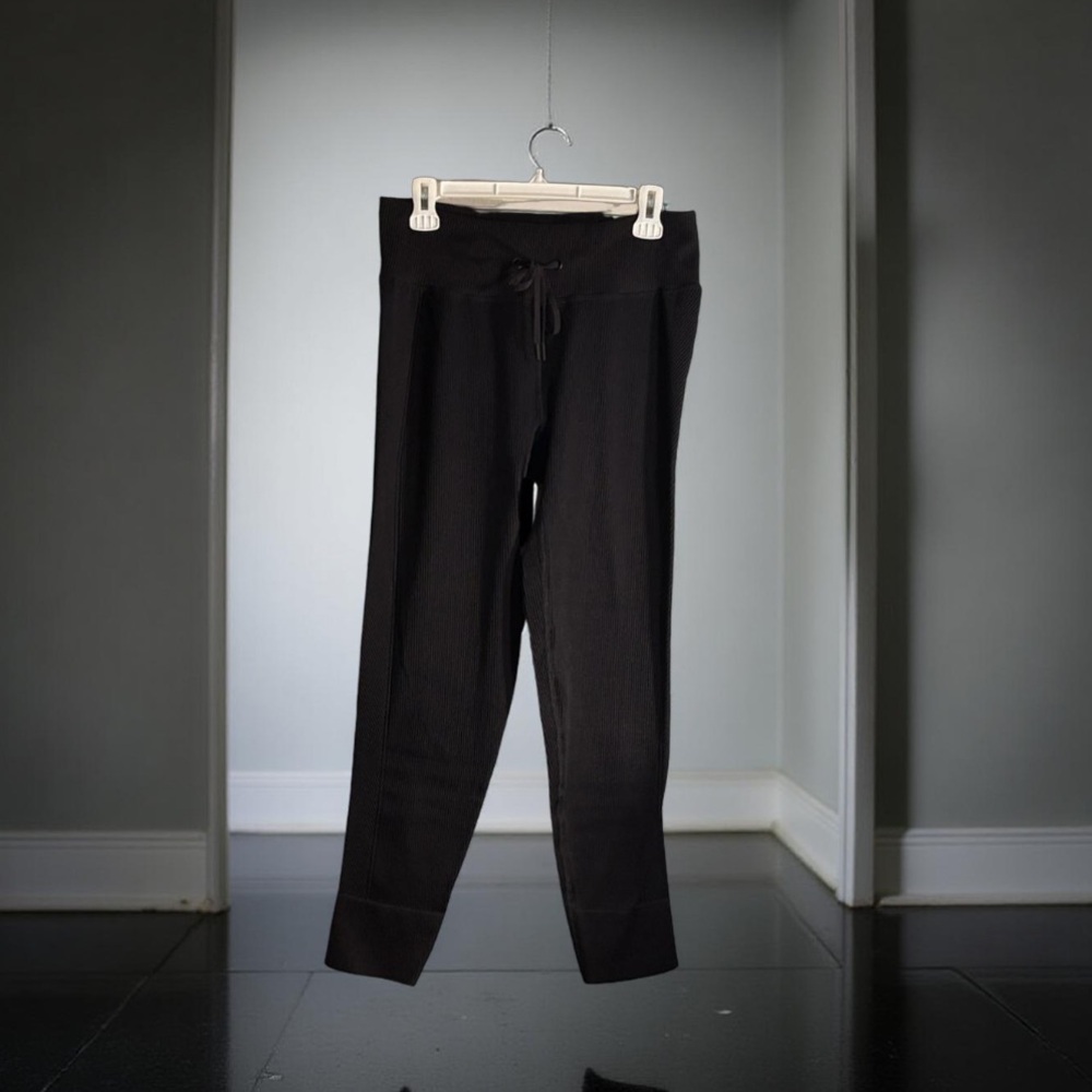 PINK ACTIVE Black Ribbed Joggers